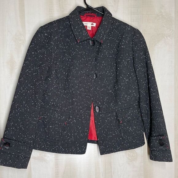 Coldwater Creek black white red jacket 3‎ button, size 10 petite - Picture 1 of 15
